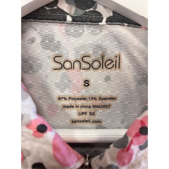 San Soleil UPF 50 Poppy & Black Quarter Zip Golf Pullover sz S EUC - Picture 6 of 6